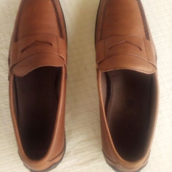 Allen Edmonds Driving Loafers Tan Leather Brooker Slip On with Penny Slot 11D - Picture 5 of 12